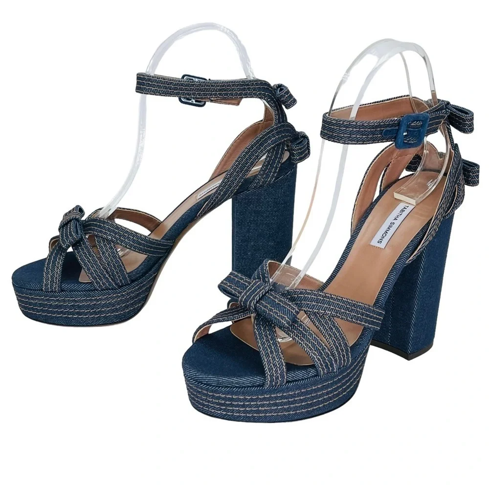 Tabitha Simmons Womens Platform Sandals EU 40B US 10M Indigo Denim Medium Width